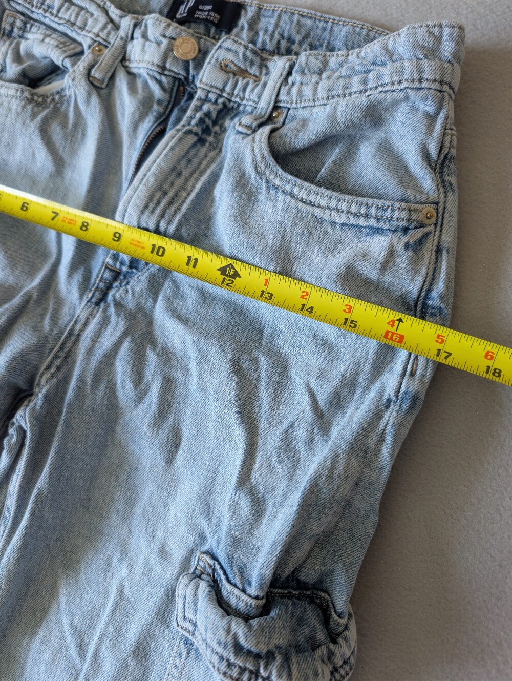 Gap High Rise Wide Leg Cargo Light Wash Jeans 100% Cotton Denim Sz 28/6 Utility image 4